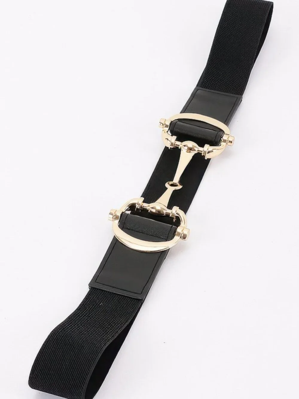 Vegan Leather Metal Buckle Elastic Plus Size Belt